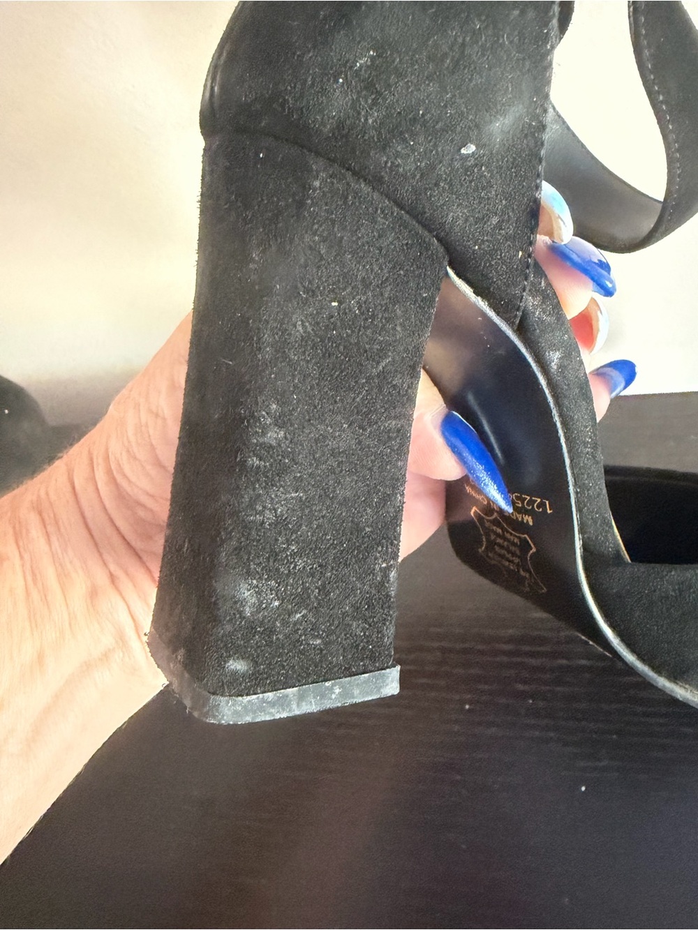 Colin Stuart Black Suede Ankle-Strap Block Heel Pumps - Picture 8 of 9